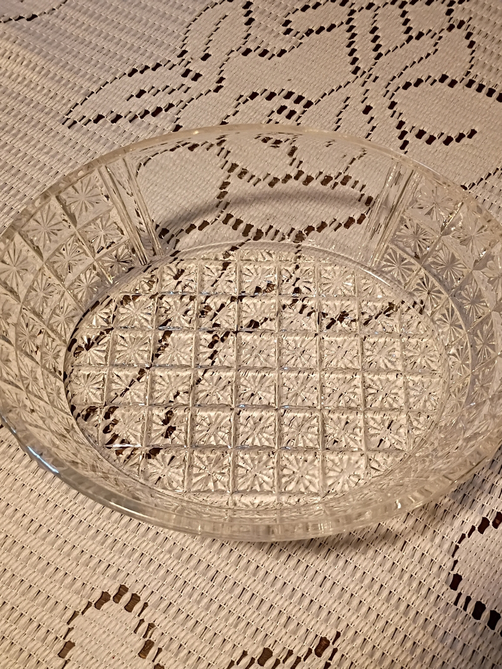 Clear Pressed Glass Serving Bowl